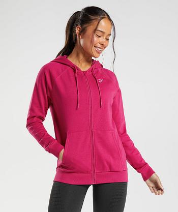 Dámské Mikiny S Kapucí Gymshark Tréninková Zip Růžové | CZ 3579SGL